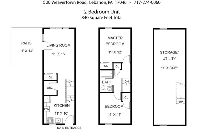 2 beds, 1 bath, 850 sqft, $1,395