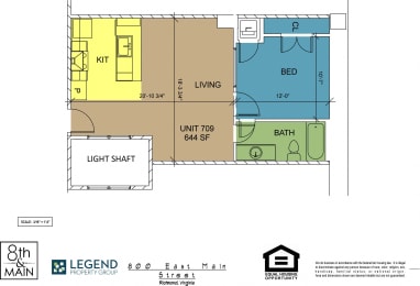 1 bed, 1 bath, 644 sqft, $1,569