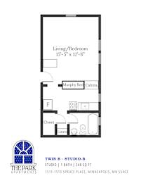 Studio, 1 bath, 348 sqft, $795