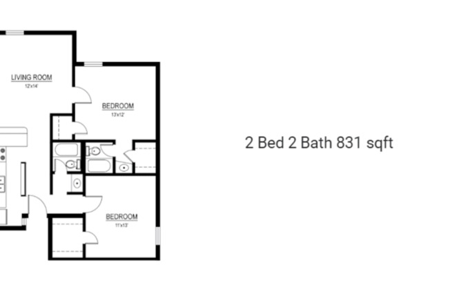 2 beds, 2 baths, 831 sqft, $1,500, Unit 211-04