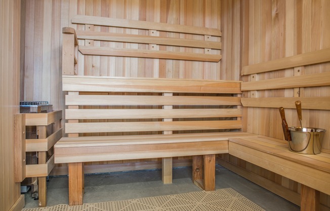 Unwind in luxe cedar-lined dry saunas