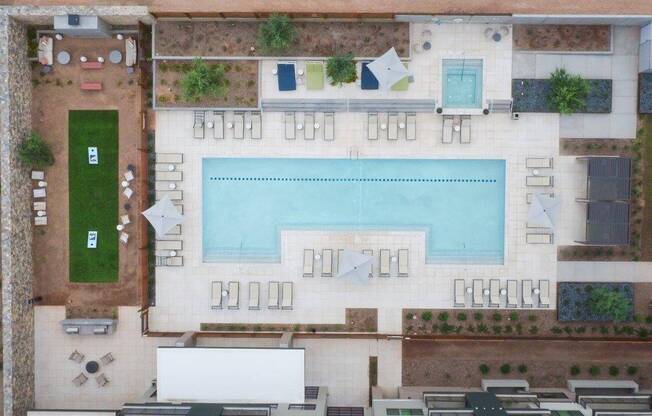 Aerial view of swimming pool and pool deck