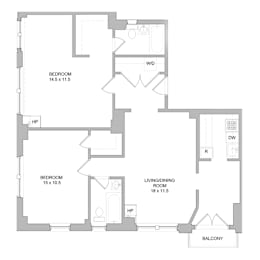 2 beds, 2 baths, 945 sqft, $3,373