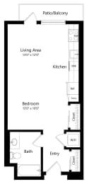 Studio, 1 bath, 541 sqft, $2,299