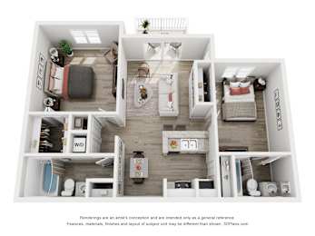 2 beds, 2 baths, 810 sqft, $1,340