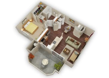 1 bed 1 bath A Onyx floor plan  at Stone Canyon Apartments, Riverside
