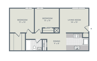 2 beds, 1 bath, 850 sqft, $1,245