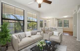 a living room with a couch and a coffee table