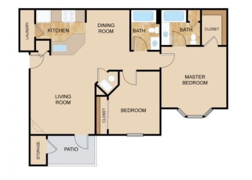 2 beds, 2 baths, 1,020 sqft, $1,463
