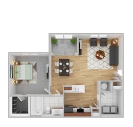 1 bed, 1 bath, 637 sqft, $1,222