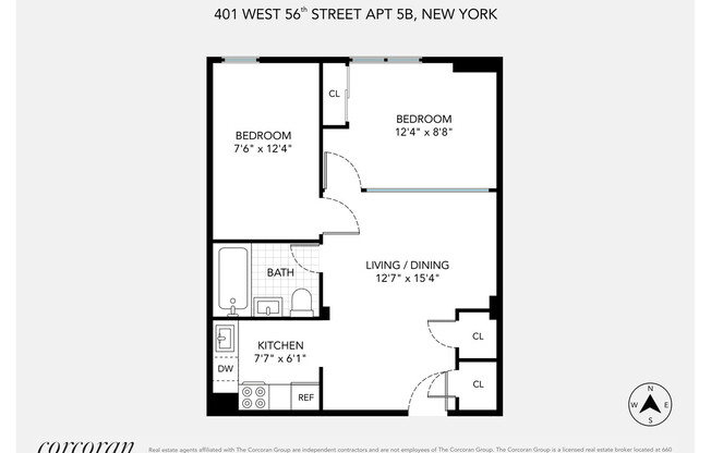 2 beds, 1 bath, $4,875, Unit 5B