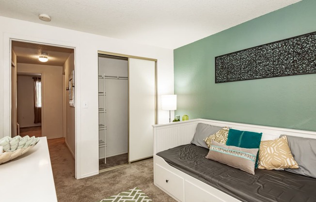 Clackamas Trails model second bedroom and hall view