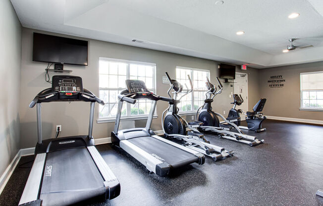 the gym at the at the boulevard apartments in