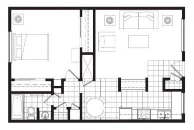 1 bed, 1 bath, 695 sqft, $716