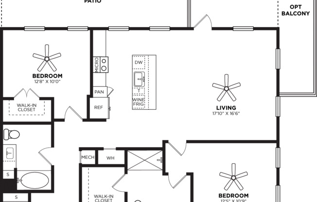 2 beds, 2 baths, 1,206 sqft, $4,739, Unit 123