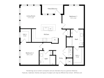 2 beds, 2 baths, 1,121 sqft, $1,702