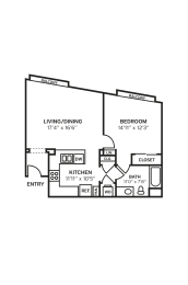 1 bed, 1 bath, 725 sqft, $3,718