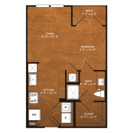 Studio, 1 bath, 482 sqft, $1,210