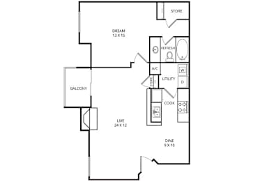 1 bed, 1 bath, 750 sqft, $829