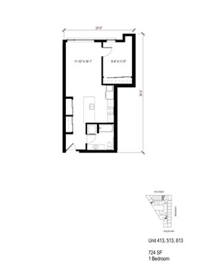 1 bed, 1 bath, 724 sqft, $2,310