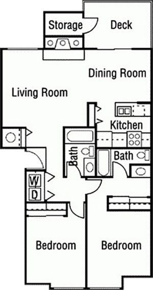 2 beds, 2 baths, 1,006 sqft, $1,604