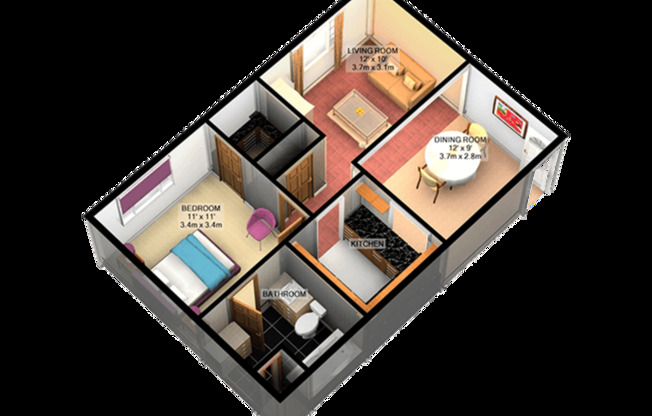 1 bed, 1 bath, 600 sqft, $960