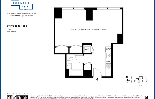 Studio, 1 bath, $4,500, Unit 1509N