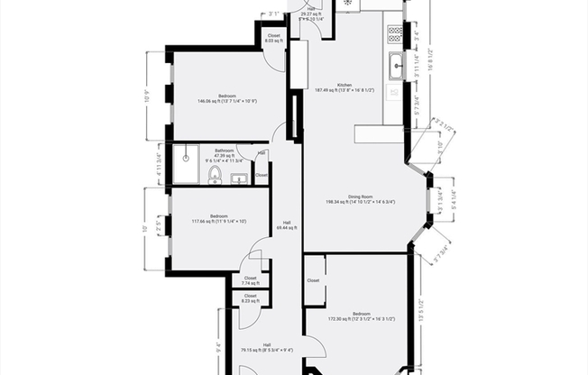 3 beds, 1 bath, 1,293 sqft, $3,850, Unit 23