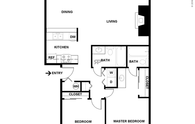 Two Bedroom Two Bath: Beds - 2: Baths - 2: SqFt Range - 980 to 980