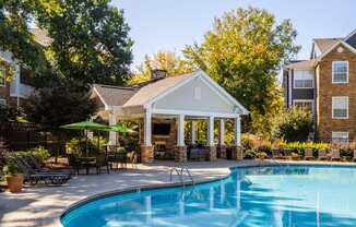 the swimming pool at the preserve apartments