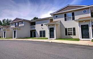 a row of houses on the side of a street