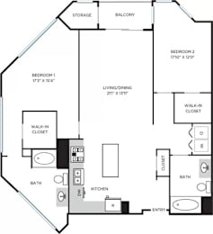 2 beds, 2 baths, 1,407 sqft, $4,000