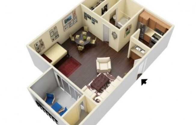 1 bed, 1 bath, 490 sqft, $809, Unit 1212