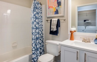 Southpoint Crossing Apartments in Durham, North Carolina Model Bathroom with Bathtub