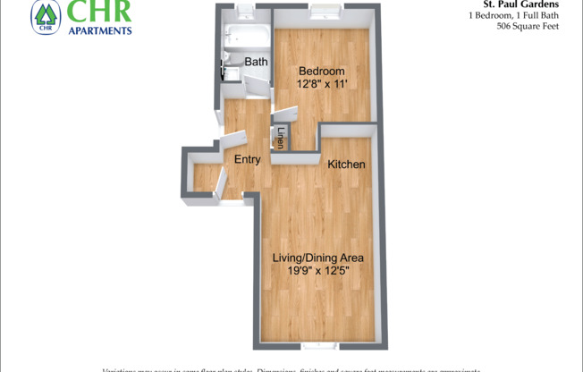 1 bed, 1 bath, 506 sqft, $2,855