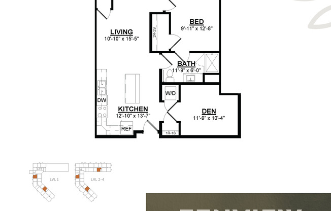 1 bed, 1 bath, 835 sqft, $1,810, Unit 115
