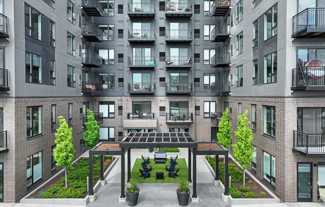 a view of the courtyard at the m on hennepin apartments in minneapolis,