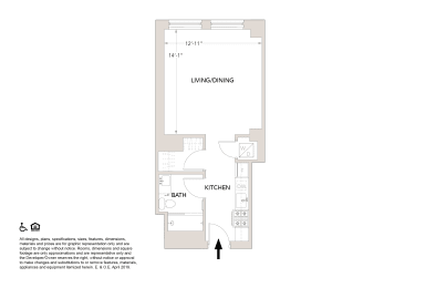 Studio, 1 bath, 492 sqft, $1,755
