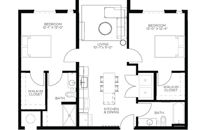 2 beds, 2 baths, 956 sqft, $1,825, Unit 3209