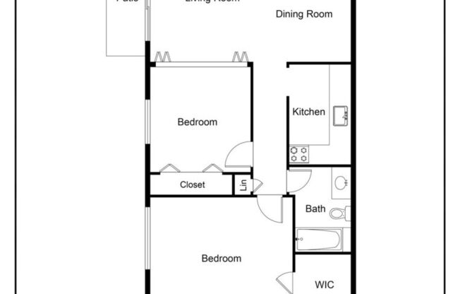 2 beds, 1 bath, 700 sqft, $825