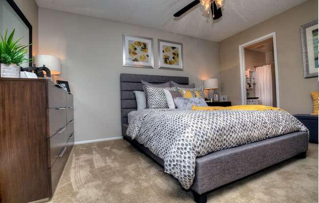 Soft on the feet, there is wall-to-wall carpeting in every bedroom.