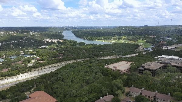 beautiful view with drone of austin texas apartments