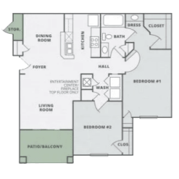 2 beds, 1 bath, 1,026 sqft, $1,495
