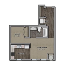 1 bed, 1 bath, 518 sqft, $1,660