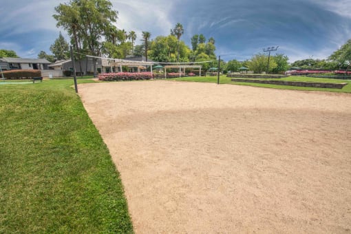 A sand volleyball court