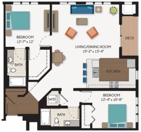 2 beds, 2 baths, 1,305 sqft, $2,124