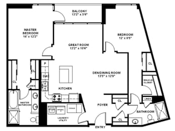 2 beds, 2 baths, 1,316 sqft, $2,595