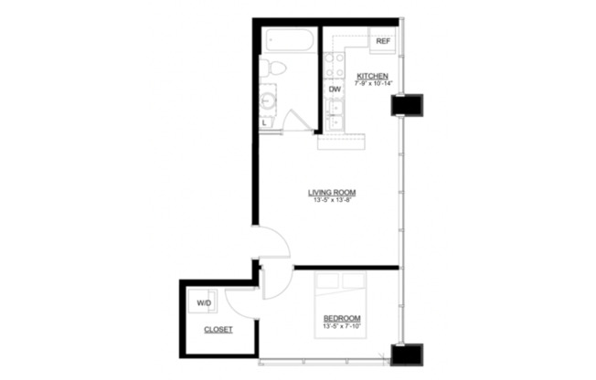 1 bed, 1 bath, 514 sqft, $1,495, Unit 201