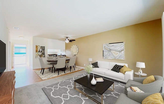 Modern Living Room With Dining Area at Oak Pointe, California