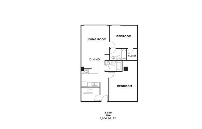 2 beds, 2 baths, 1,200 sqft, $2,320